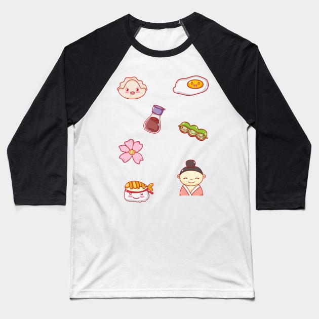 The Sushi Menu Baseball T-Shirt by timegraf